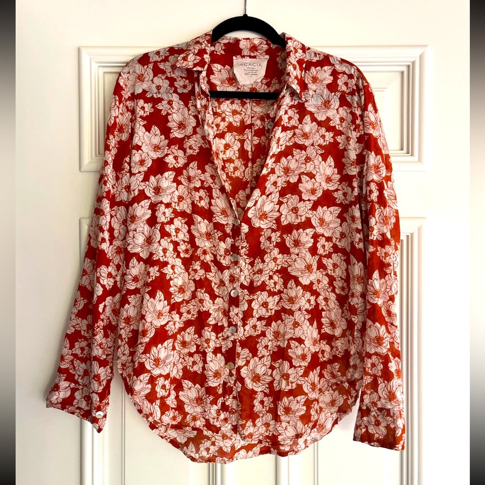 <SOLD> Acacia swimwear shirt in red (size S)